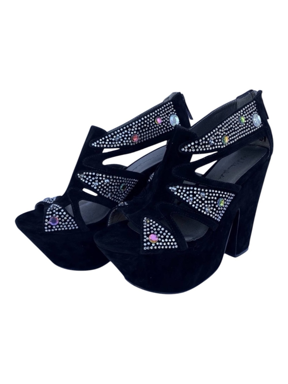 Michael Antonio Studio Velvet Rhinestone Platform Heels Size 9 NWT